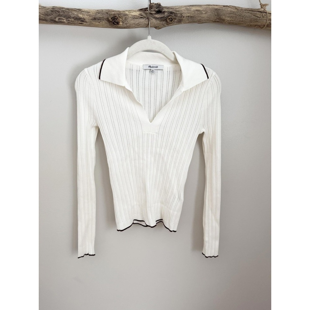 Madewell Stylish Ribbed Polo Sweater - XXS Size